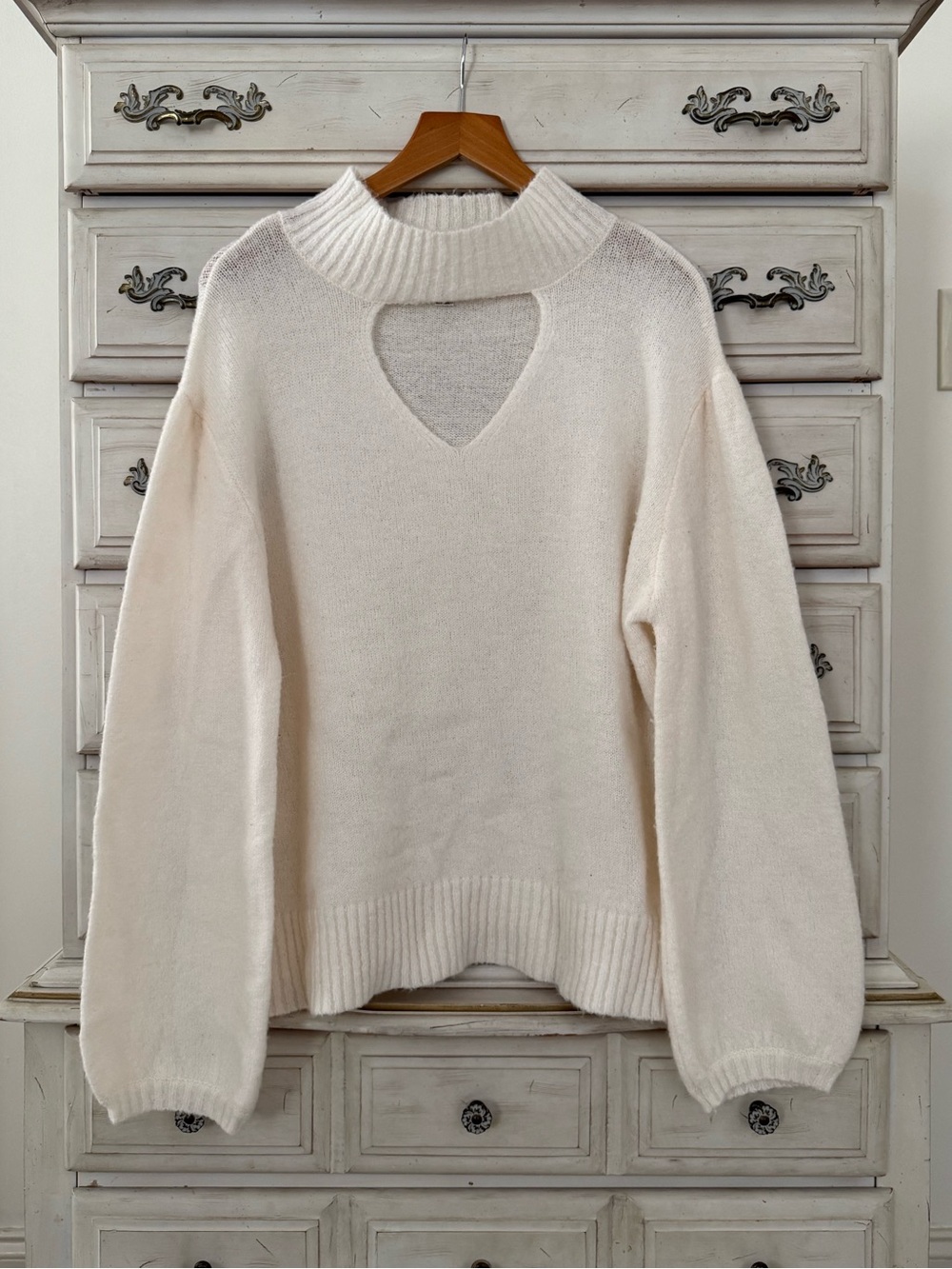 Cream Knit Cutout Sweater